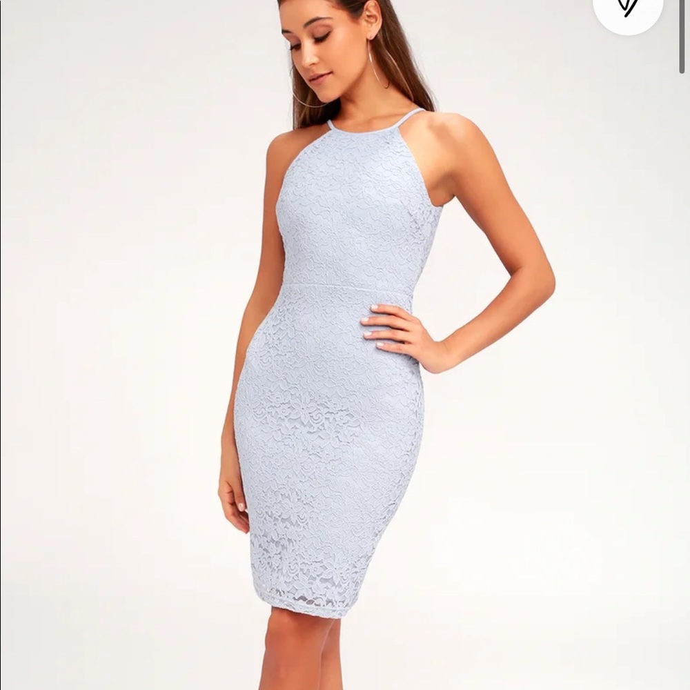 Pale blue lace Lulu’s dress - never been worn tags still on!! Size XS